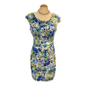 CONNECTED APPAREL Floral Dress Sz 10 Cowl Neck Sleeveless